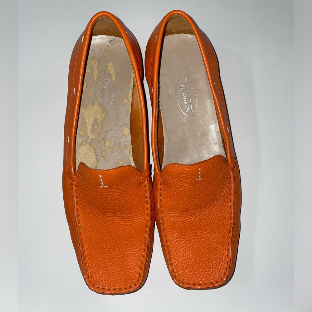 Talbots Orange Leather Loafers Size 8.5
